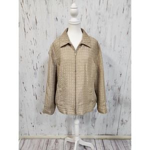 Chicos Quilted Gold Shimmer Zip Shacket Jacket XL 16 (Chicos 3) Holiday New Year